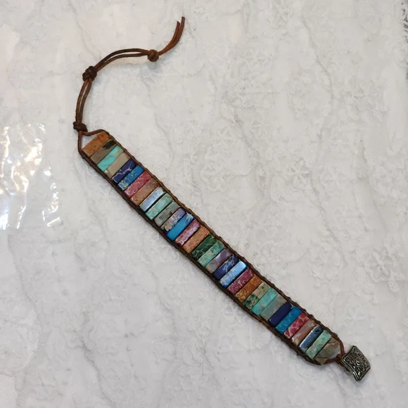 Multicolor Bohemian Stone Wrap Bracelet - Picture 2 of 7